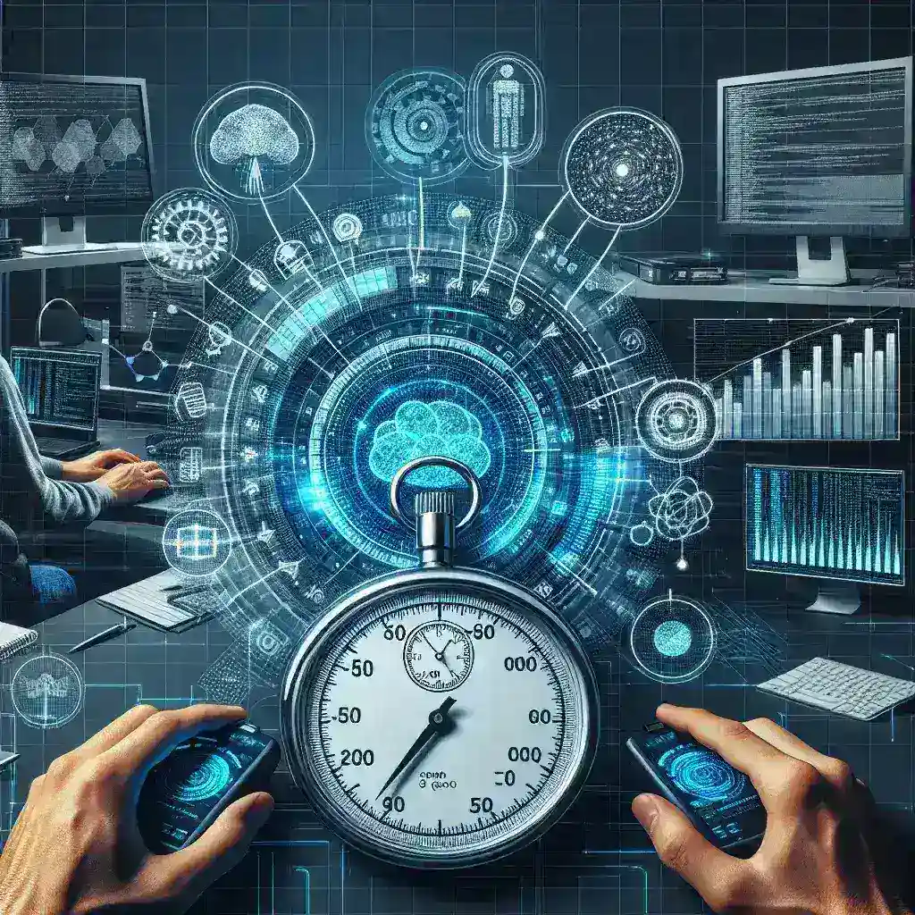 "Developer using essential tools for API concurrency stress testing on a laptop, illustrating best practices from the complete guide for optimizing application performance."